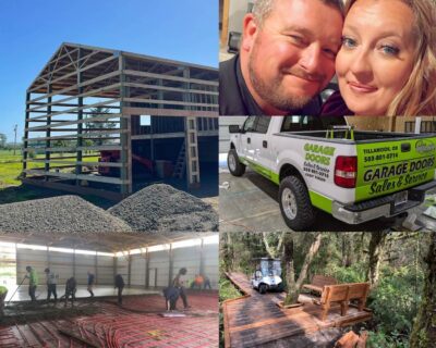 Collage of images from Chris Wilks Construction: owner portrait, job site, truck